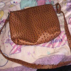 Tan small faux leather crossbody bag
